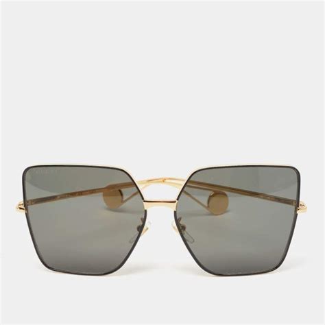 Gucci Square Frame GG0436S Sunglasses Black Gold